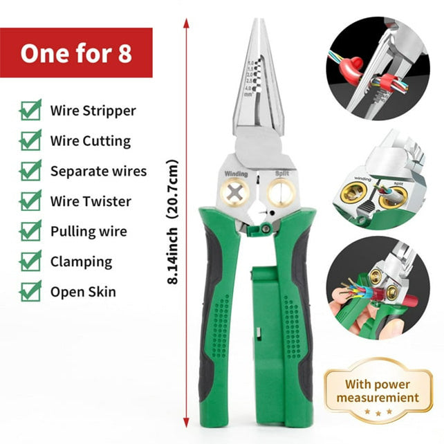 8-in-1 Voltage Testing Wire Stripper Pliers