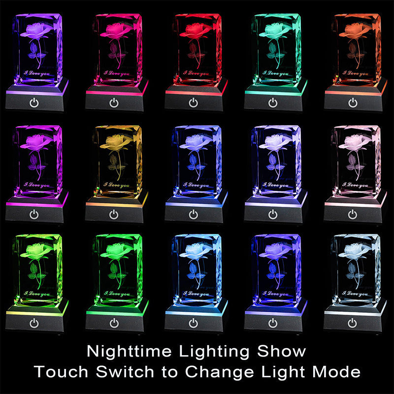 3D Rose Crystal Night Lamp